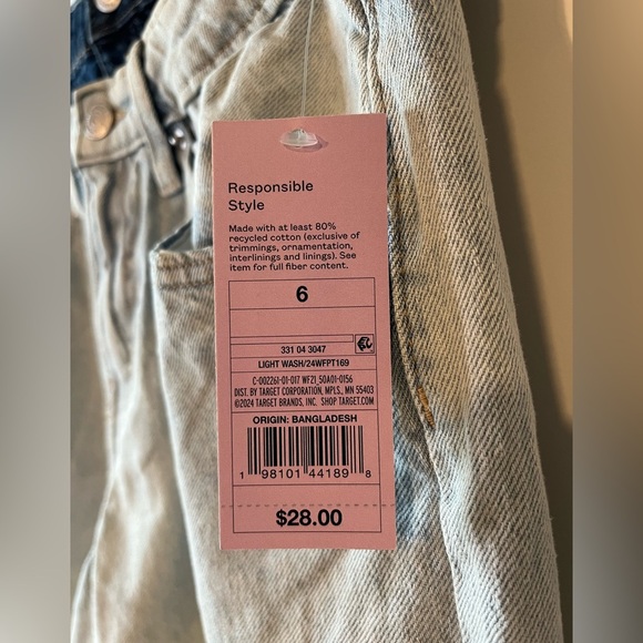 NWT Wild Fable Mid-Rise 90’s Relaxed Straight Jean Size 6 - Picture 7 of 16